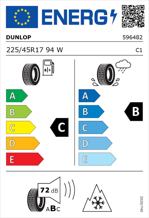 Tyre Label for Dunlop All Season 2 225/45R17 94W