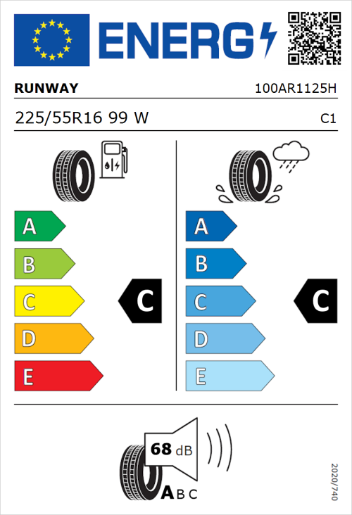 Tyre Label for Runway Enduro HP 225/55R16 99W