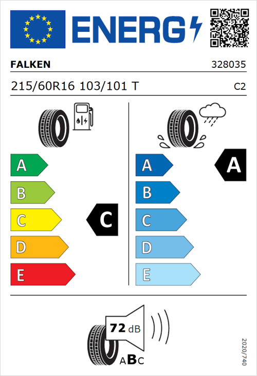 Tyre Label for Falken Linam VAN01 215/60R16 103/101T
